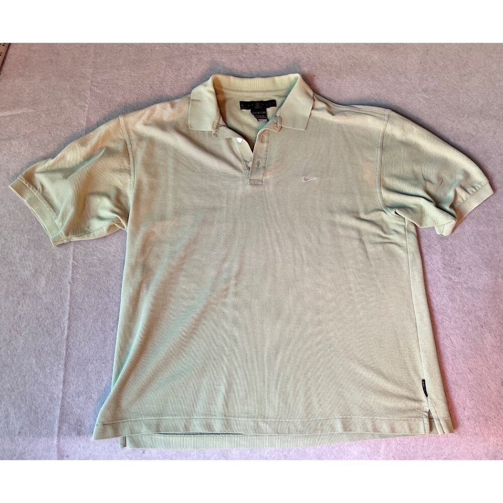 Two Golf Mens Polo Shirts Size L Nike Izod Green Cotton Blue Striped Blend - Picture 9 of 16